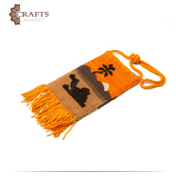 Handmade Multicolor Wool Crossbody bag with a Camel and Desert Design