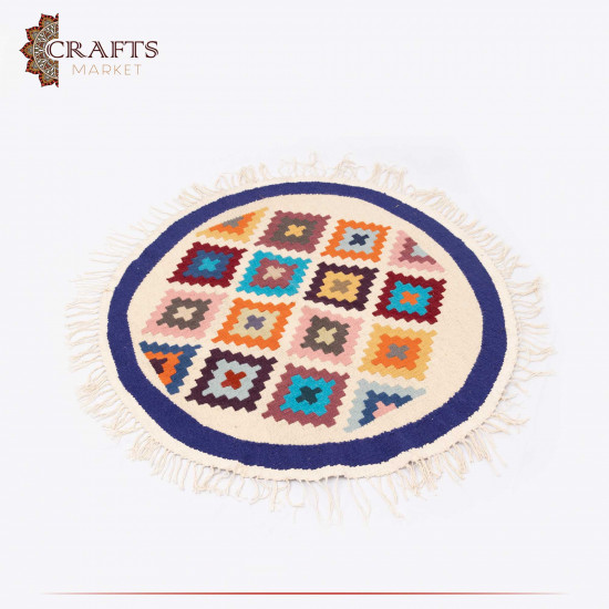Handmade Multi-Color Natural Wool Round Rug Handmade Multi-Color Natural Wool Round Rug