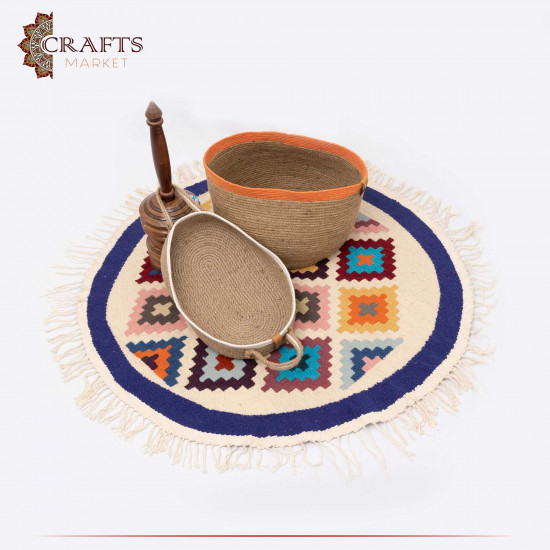 Handmade Multi-Color Natural Wool Round Rug Handmade Multi-Color Natural Wool Round Rug