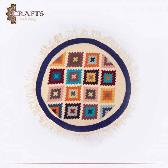Handmade Multi-Color Natural Wool Round Rug Handmade Multi-Color Natural Wool Round Rug