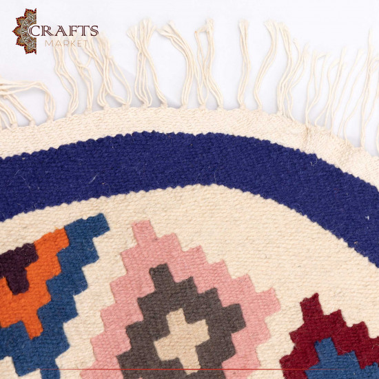 Handmade Multi-Color Natural Wool Round Rug Handmade Multi-Color Natural Wool Round Rug