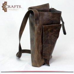Handmade Brown Genuine Leather Cross Bag 