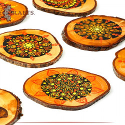 Hand-painted Olive Wooden Coasters Set 6 Pcs