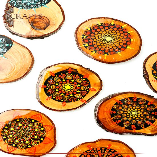 Hand-painted Olive Wooden Coasters Set 6 Pcs Hand-painted Olive Wooden Coasters Set 6 Pcs