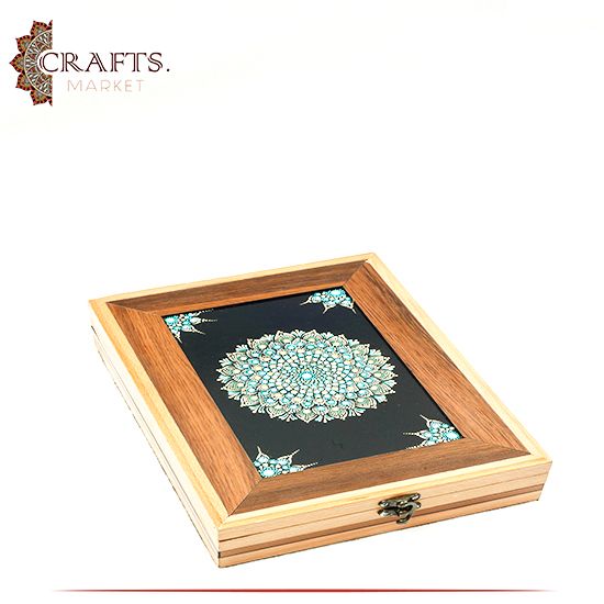 Rectangular Hand-painted Wooden Box adorned with Mandala design Rectangular Hand-painted Wooden Box adorned with Mandala design