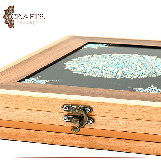 Rectangular Hand-painted Wooden Box adorned with Mandala design Rectangular Hand-painted Wooden Box adorned with Mandala design