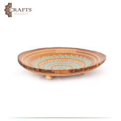 Hand-painted Wooden Round Bowl with a Mandala Design
