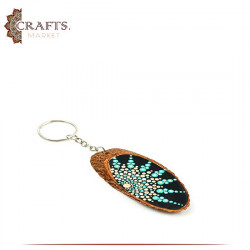 Hand-painted Wooden Key Chain with Mandala Design