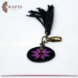 Handmade Black Genuine Leather Key Chain For Unisex
