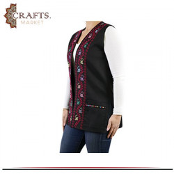 Handmade Black Women's Vest Peasant embroidery design