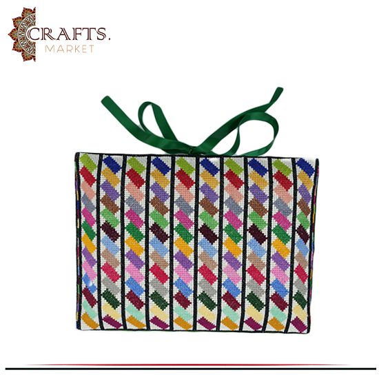 Handmade Wooden Service Box with Multicolor Embroidered design Handmade Wooden Service Box with Multicolor Embroidered design