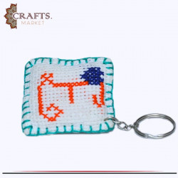 Handmade White Crochet Fabric Key chain