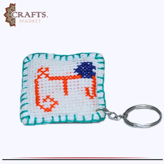 Handmade White Crochet Fabric Key chain Handmade White Crochet Fabric Key chain