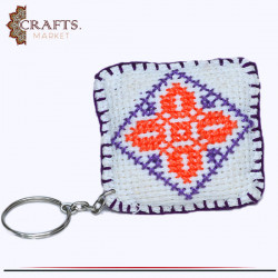 Handmade White Crochet Fabric Key chain