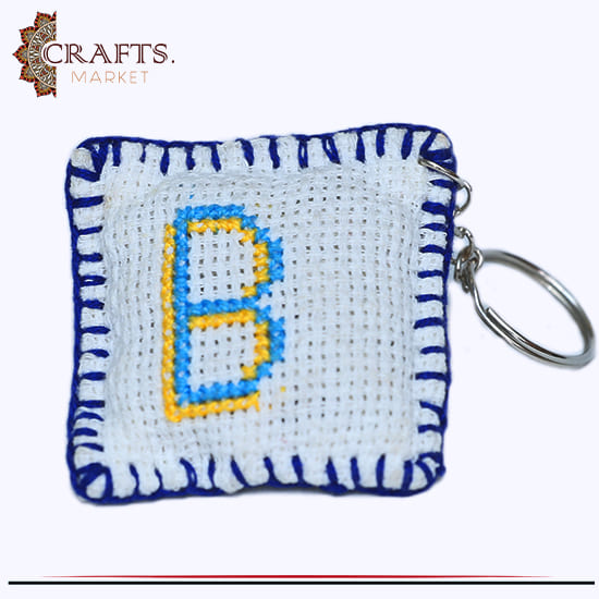 Handmade White Crochet Fabric Key chain Handmade White Crochet Fabric Key chain