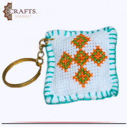 Handmade White Crochet Fabric Key chain