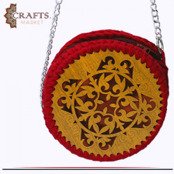 Handmade Red Crochet Fabric Women's Shoulder Bag