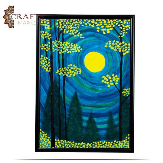 Handmade Drawing Blue twilight Design Wall Art