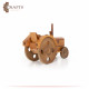 Handcrafted Tan Wood anthropomorphic with a Tractor Design Handcrafted Tan Wood anthropomorphic with a Tractor Design