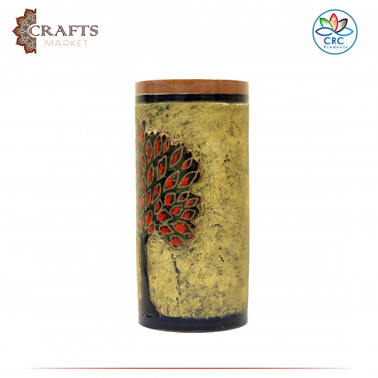 Handmade Duo-Color Clay Vase with a Tree design Handmade Duo-Color Clay Vase with a Tree design