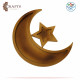 Handmade Brown Wooden Serving Plate in a Crescent Moon & Star Design Handmade Brown Wooden Serving Plate in a Crescent Moon & Star Design