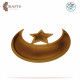 Handmade Brown Wooden Serving Plate in a Crescent Moon & Star Design Handmade Brown Wooden Serving Plate in a Crescent Moon & Star Design