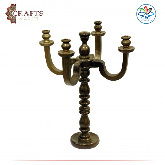 Handmade Brown Wooden Candlesticks in a Delicate Design Handmade Brown Wooden Candlesticks in a Delicate Design