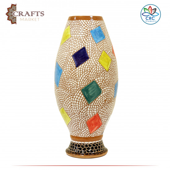 Handmade Red Clay Vase with Mosaic Design Ship at Sea Handmade Red Clay Vase with Mosaic Design Ship at Sea