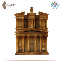 Handcrafted Brown Wood anthropomorphic with a Khazneh / Petra Design