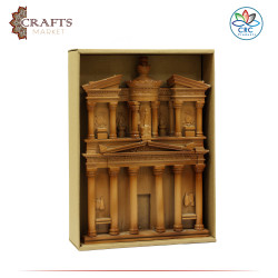 Handcrafted Brown Wood anthropomorphic with a Khazneh / Petra Design