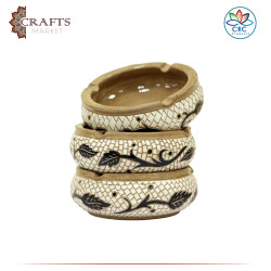 Handmade  natural Clay Ashtray with Mosaic Design