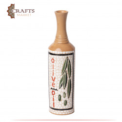 Handmade  Multi-color Clay Oil Bottles with an Olive Design