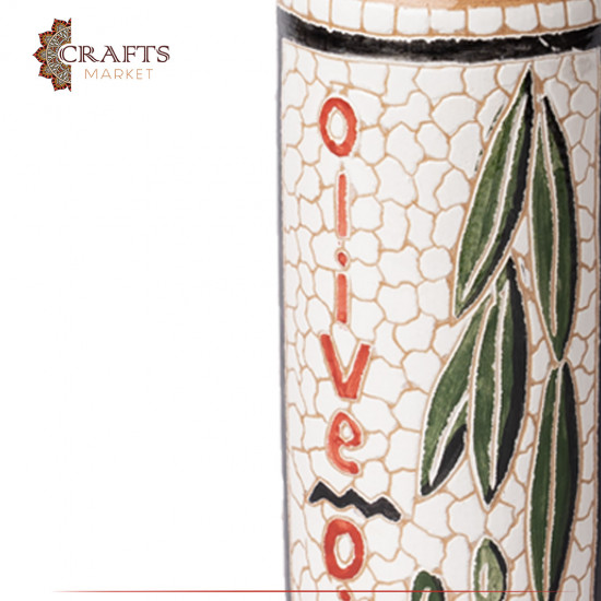 Handmade Multi-color Clay Oil Bottles with an Olive Design Handmade Multi-color Clay Oil Bottles with an Olive Design