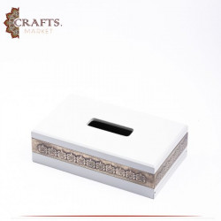 Handcrafted Off-white Wooden Tissue Cover