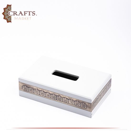 Handcrafted Off-white Wooden Tissue Cover Handcrafted Off-white Wooden Tissue Cover