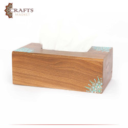 Hand-painted wooden tissue box adorned with dotting art Mandala design 