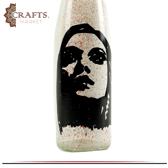 Hand-painted Table Décor made of Bottle With the design of artist Fairuz Hand-painted Table Décor made of Bottle With the design of artist Fairuz