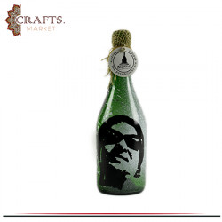 Hand-painted Table Décor made of Bottle With the design of Umm Kulthum