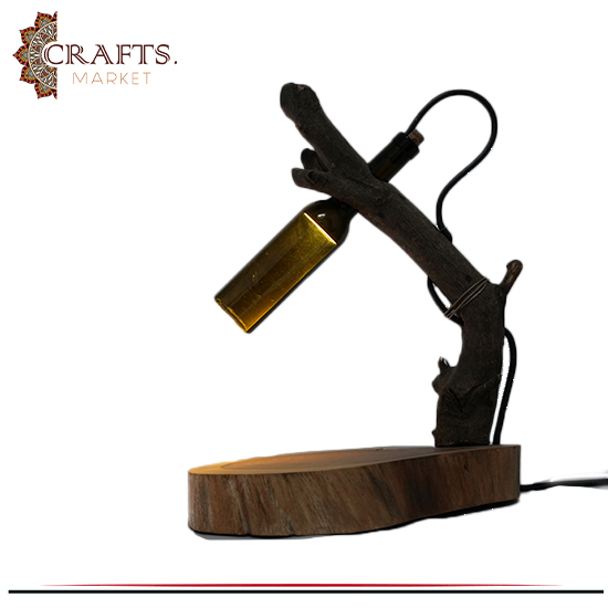 Handmade Wood and Glass Table Lamp Handmade Wood and Glass Table Lamp