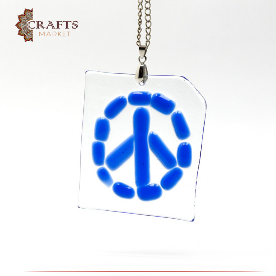 Handmade Glass Ornament with a Peace Sign Design Handmade Glass Ornament with a Peace Sign Design