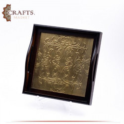 Handcrafted Brown Wooden Serving Tray