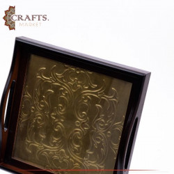 Handcrafted Brown Wooden Serving Tray