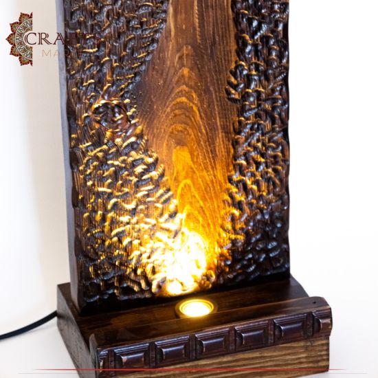 Handcrafted Wooden Table Lamp with Palestine Map design Handcrafted Wooden Table Lamp with Palestine Map design