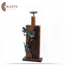 Handcrafted Brown Wooden Natural Candlestick