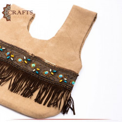 Handmade Beige Chamois Women's HandBag