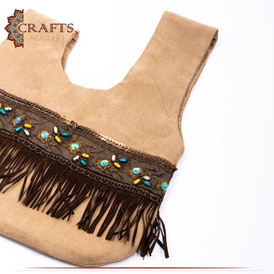 Handmade Beige Chamois Women's HandBag
