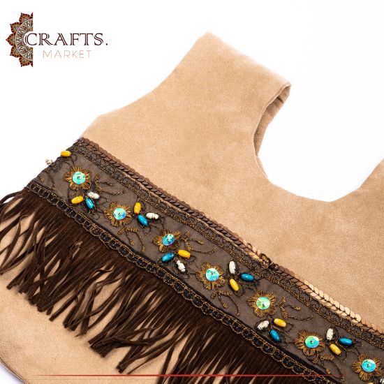 Handmade Beige Chamois Women's HandBag