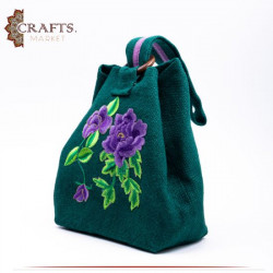 Handmade Green Fabric Women's HandBag