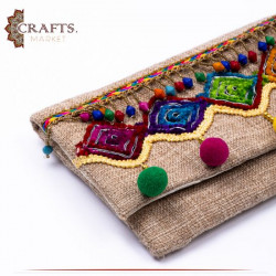 Handmade Beige Fabric Women's Clutch Bag