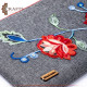 Handmade Grey Fabric Women's Clutch Bag with a Flowers design